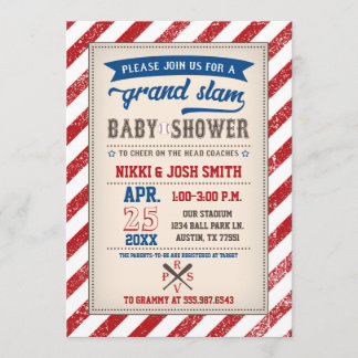 Couples Coed Baseball Baby Shower Vintage Invitation