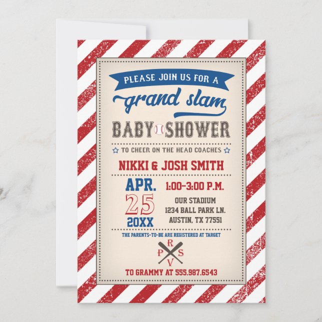 Couples Coed Baseball Baby Shower Vintage Invitation (Front)