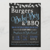 Couples Coed Burger Baby Boy BBQ Shower Invitation