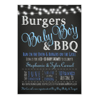 Couples Coed Burger Baby Boy BBQ Shower Invitation