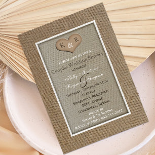Couples Coed Wedding Shower Invitation -- Burlap