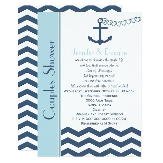Couples Coed Wedding Shower Invitation - Nautical