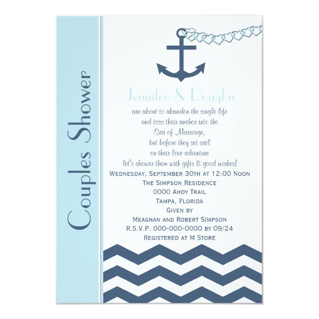 Couples Coed Wedding Shower Invitation - Nautical