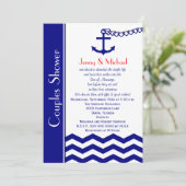 Couples Coed Wedding Shower Invitations Navy Blue (Standing Front)
