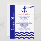 Couples Coed Wedding Shower Invitations Navy Blue (Front)