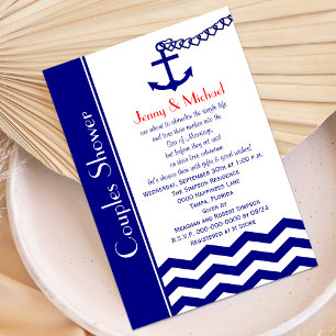 Couples Coed Wedding Shower Invitations Navy Blue