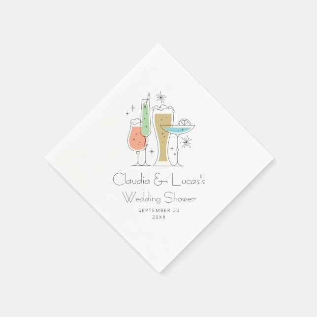 Couples Coed Wedding Shower Napkins (Corner)