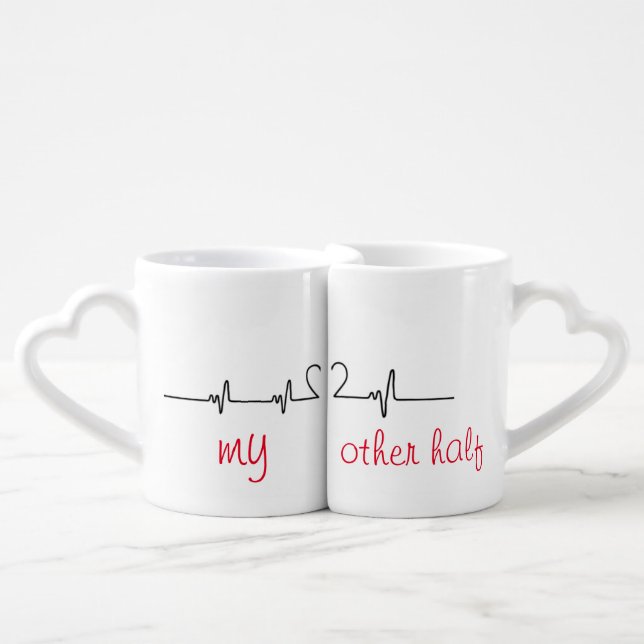 Couples coffee mugs with heart beats design (Front Nesting)