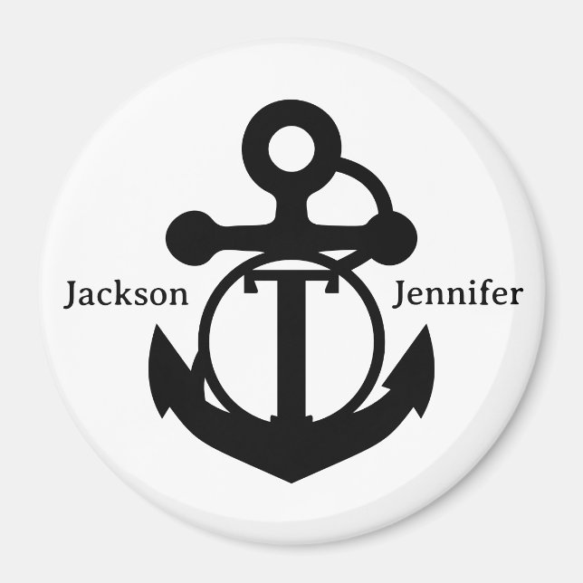 Couple's Custom T Initial Anchor Cruise Door Magnet (Front)