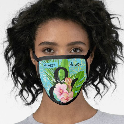 Couples cute tropical pattern washable custom face mask