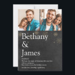 Couples Definition 2 Photo Chalkboard Christmas Holiday Card<br><div class="desc">Share your definition of what the Christmas holiday season means to you with these elegant,  boho holiday cards. Featuring your special photos and message set in modern typography on gold snowflakes on a chalkboard background. Designed by Thisisnotme©</div>