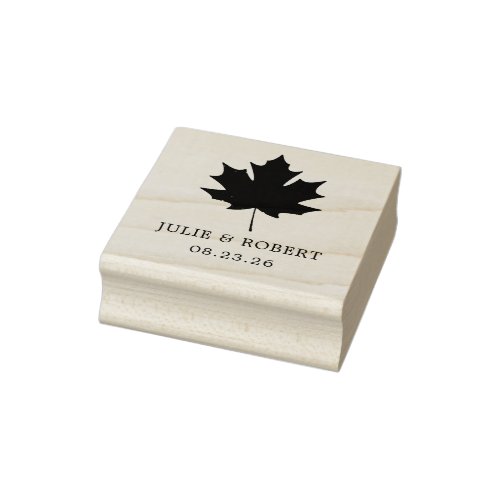 Couples Elegant Maple Leaf Save the Date Rubber Stamp
