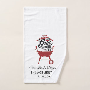 Couples Engagement BBQ Grill Party Hand Towel