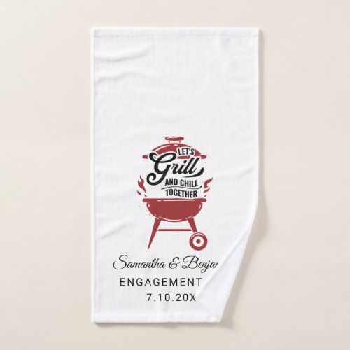 Couples Engagement BBQ Grill Party Hand Towel