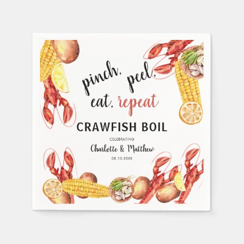 Couples Engagement Crawfish Boil Paper Napkins