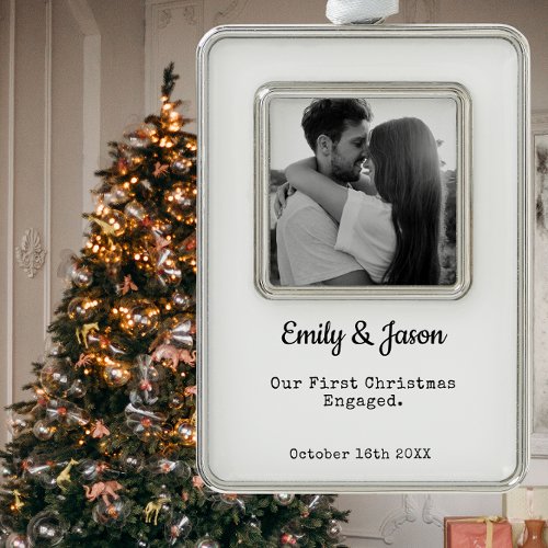 Couples Engagement Custom Photo Framed Ornament