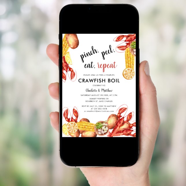 Couples Engagement Summer Crawfish Boil Invitation (Front Digital)
