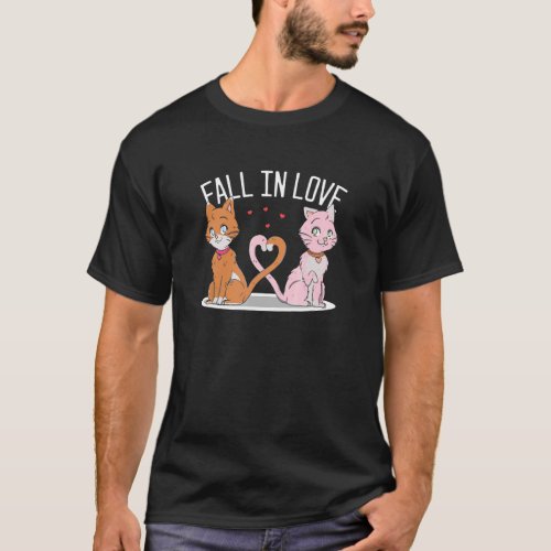 Couples Fall In Love Cat His And Her Tee