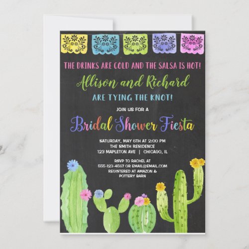 Couples Fiesta bridal shower cactus Invitation