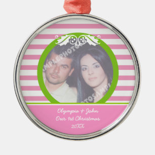 Couple's firs/1st Christmas wedding photo ornament