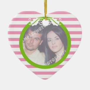 Couple's firs/1st Christmas wedding photo ornament