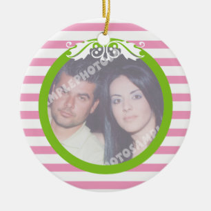 Couple's firs/1st Christmas wedding photo ornament