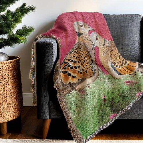 Couples First Christmas 2 Turtle Doves Together Throw Blanket