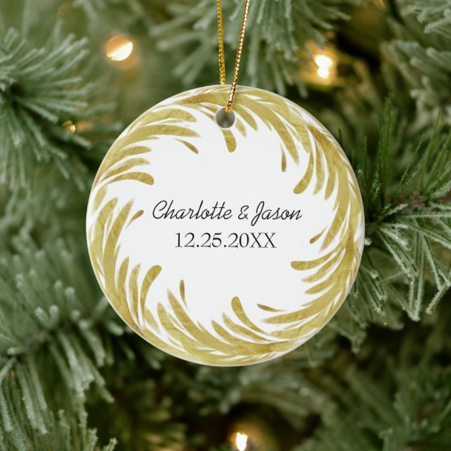 Couple's First Christmas Customized Ceramic Ornament (Tree)
