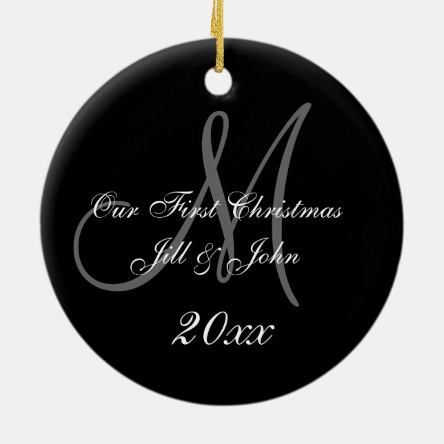 Couple's First Christmas Ornament | Monogram (Back)