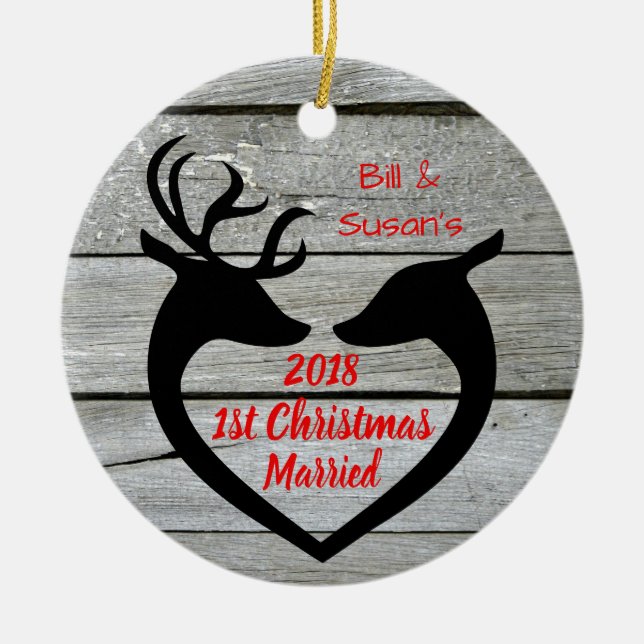 Couple's First Christmas Personalized Ornament (Front)