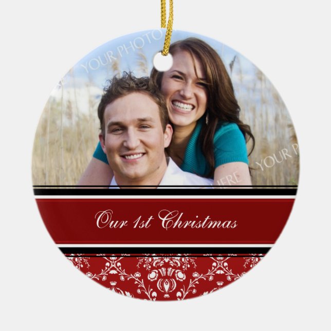 Couple's First Christmas Photo Christmas Ornament (Front)