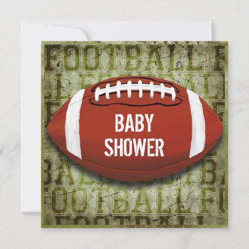 Couples Football Baby Shower Green Grunge Invites