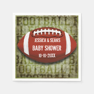 Couples Football Baby Shower Green Grunge Napkins