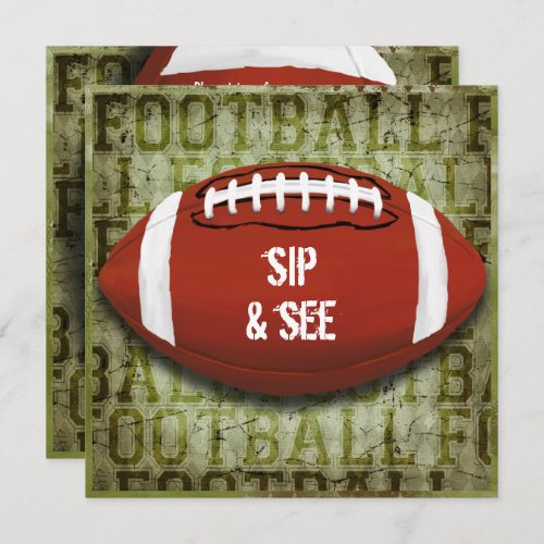 Couples Football Sip  See Green Grunge Invitation