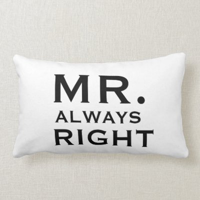 Mrs Always Right Faux Linen Canvas Wedding Pillow Zazzle Com