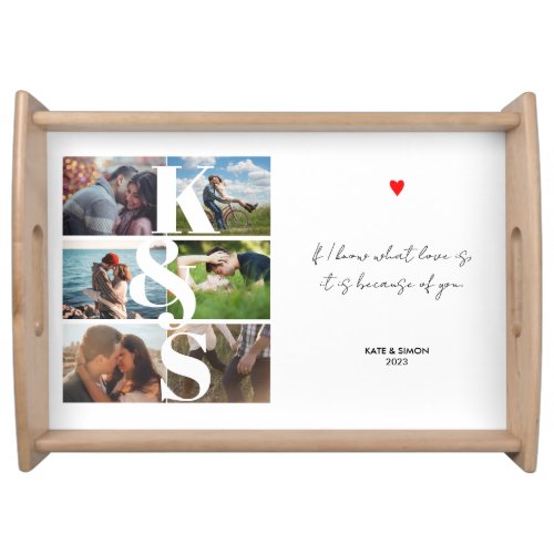 Couples Gift Newlywed Customized Photo Collage  Serving Tray