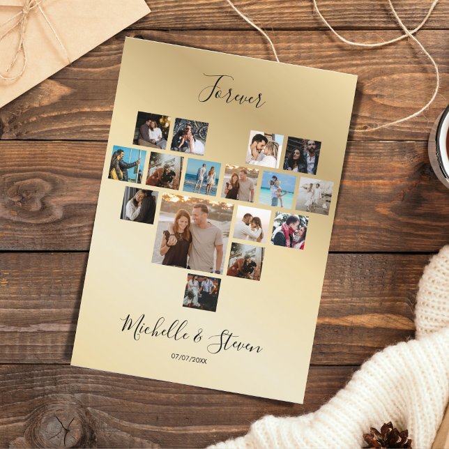 Couples Gift Valentine's Day Heart Photo Collage Holiday Card (heart shaped photo collage for valentines day)