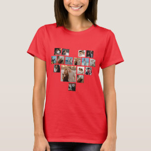 Couples Gift Valentine's Day Heart Photo Collage T-Shirt