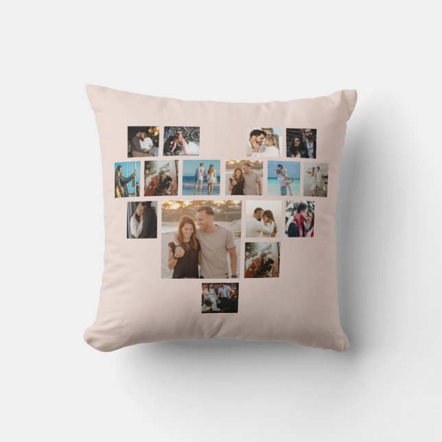 Couples Gift Valentine's Day Heart Photo Collage Throw Pillow (Front)