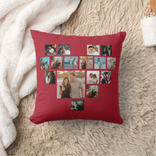 Couples Gift Valentine's Day Heart Photo Collage Throw Pillow
