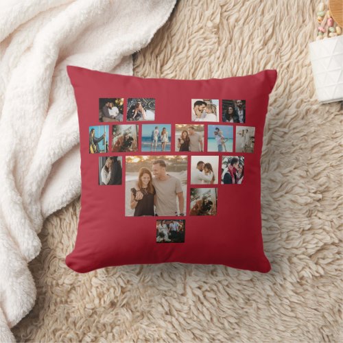 Couples Gift Valentines Day Heart Photo Collage Throw Pillow