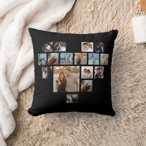 Couples Gift Valentines Day Heart Photo Collage Throw Pillow