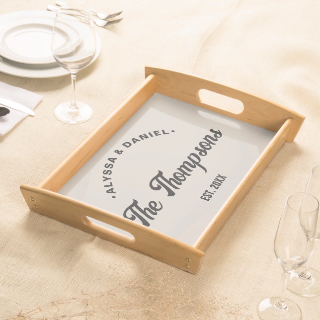 Couple's gift Wedding Established year personalize Serving Tray (Front)