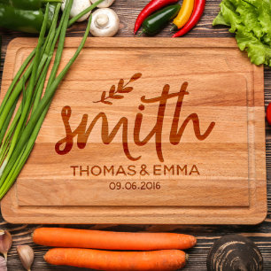 Couples Gift Wood Cutting Board w/Juice Groove