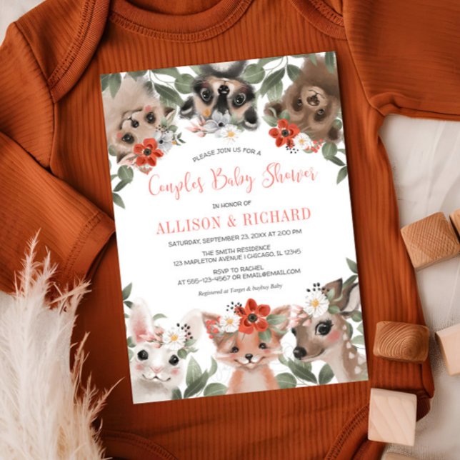 Couples girl baby shower woodland forest animals invitation (Creator Uploaded)