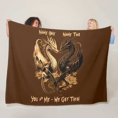 Couples Gold Dragons Add Names We Got This 60x80 Fleece Blanket