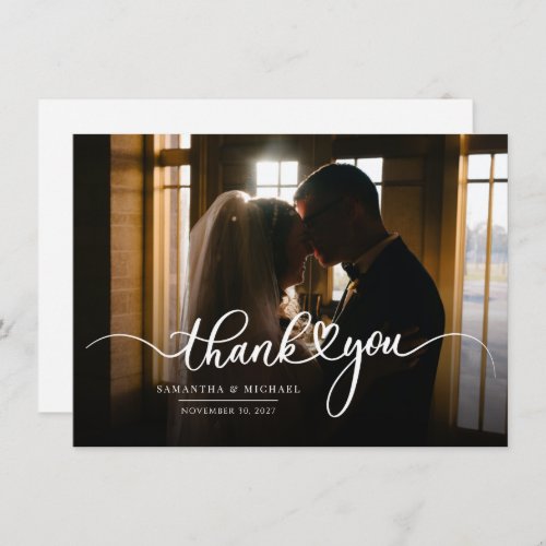 Couples Hand_Lettered Wedding Photo Thank You Note Card