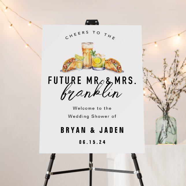 Couples Happy Hour Wedding Shower Welcome Sign (In Situ (Stand))
