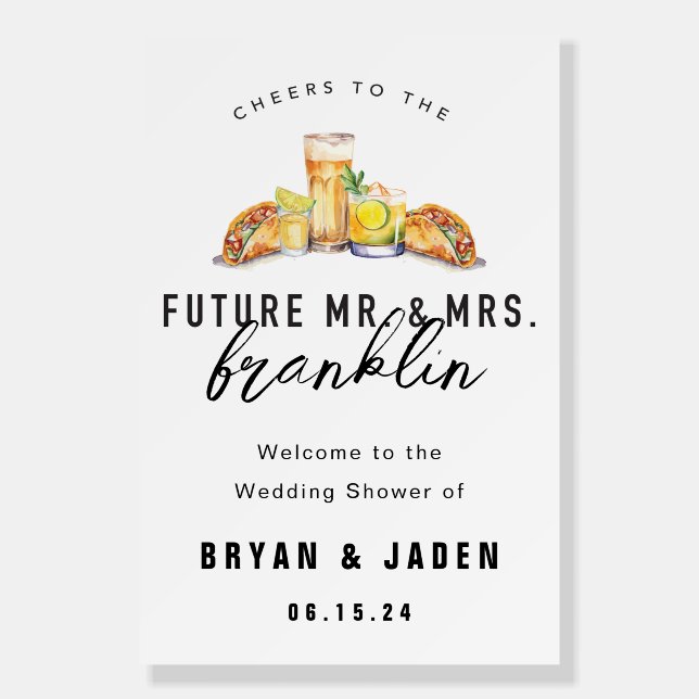 Couples Happy Hour Wedding Shower Welcome Sign (Front)