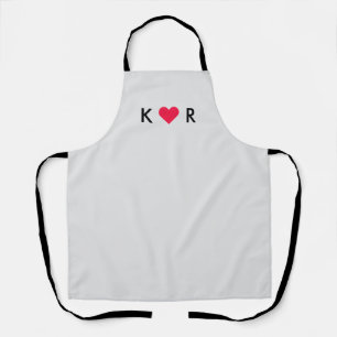 Couples Heart Initials Modern Love Valentine's Apron